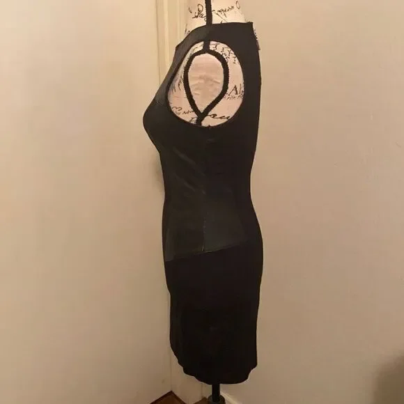 Bebe Black Leather Panel Dress - Picture 2 of 13
